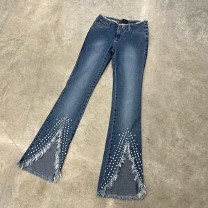 ✨ Y2K y.o.y.o Rhinestone Split Flare Jeans ✨ Size 3